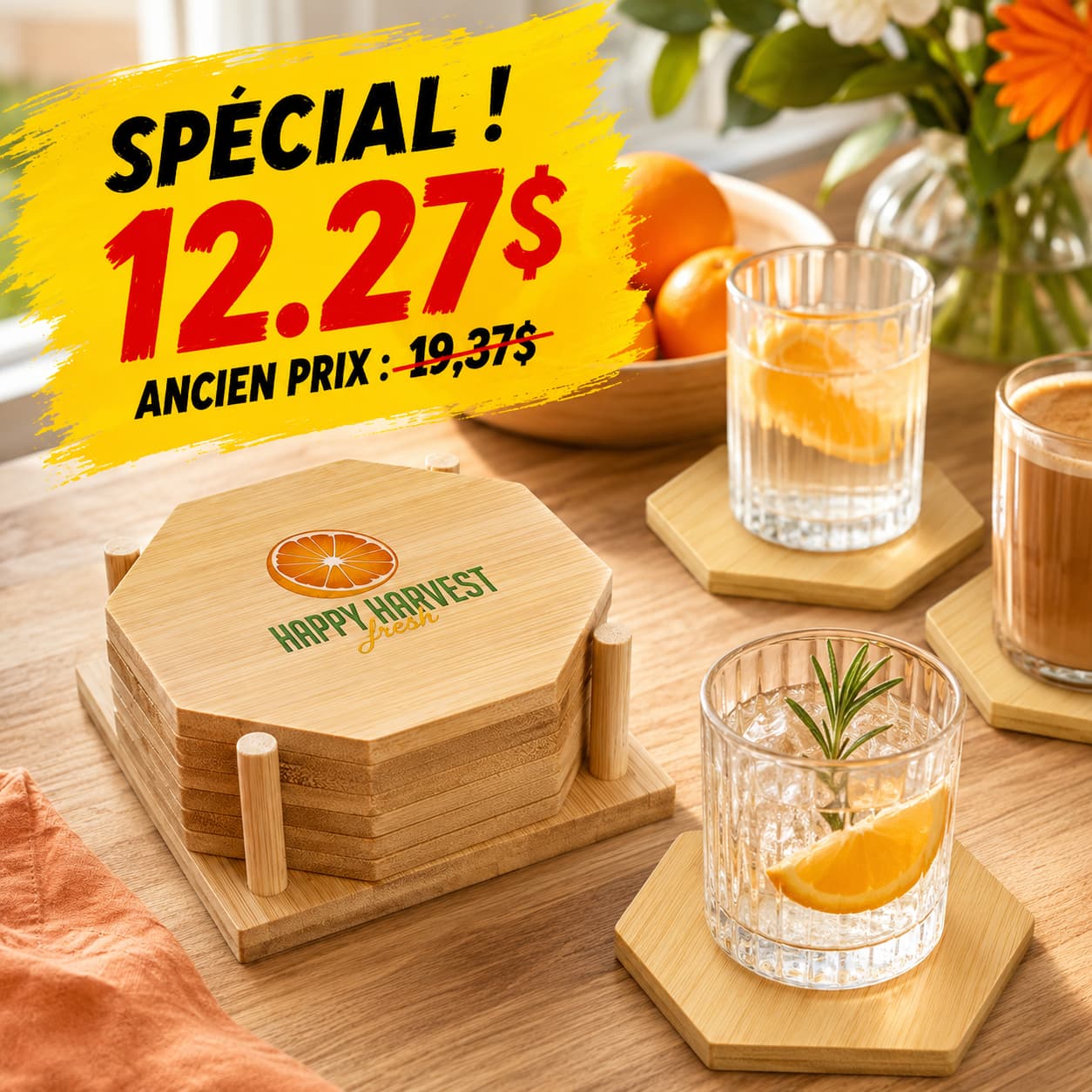 Bamboo 4-piece Coaster Set